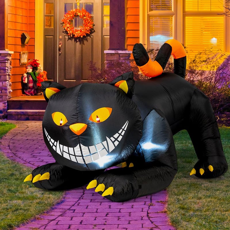 GOOSH 6 FT Halloween Inflatables Outdoor Black Cat with Shakable Head, Blow Up Yard Decoration with LED Lights Built-in for Holiday/Party/Yard/Garden - Image 3